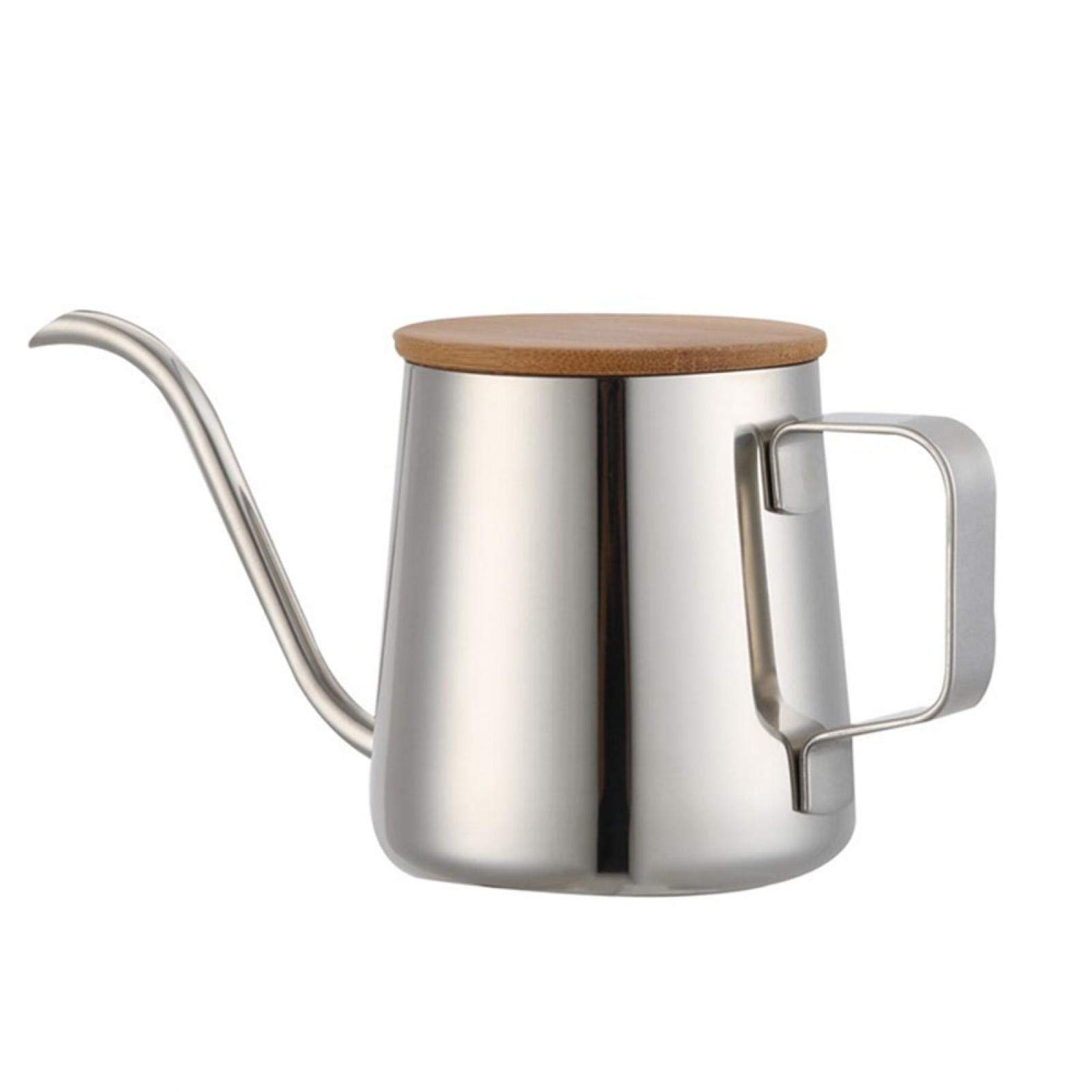 58bhPour Over Kettle, 12oz/350ml Stainless Steel Gooseneck Coffee Kettle, Long Narrow Spout Coffee Pot Hand Drip Kettle Pour Over Coffee and Tea Pot with Wooden Lid