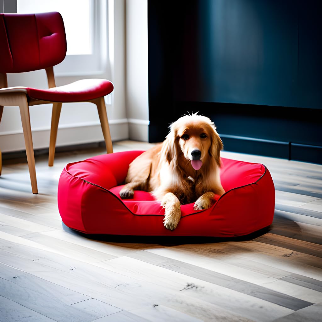 PETITUDE Premium Medium Dog Bed-for Small & Medium Dogs Washable-Pet Bed for Small & Medium Dog/Cat with Slip-Resistant Bottom- Red-55 x 46 x 22 Centimeters (B0CJ3H3TPT) Amazon Price History, Amazon Price Tracker
