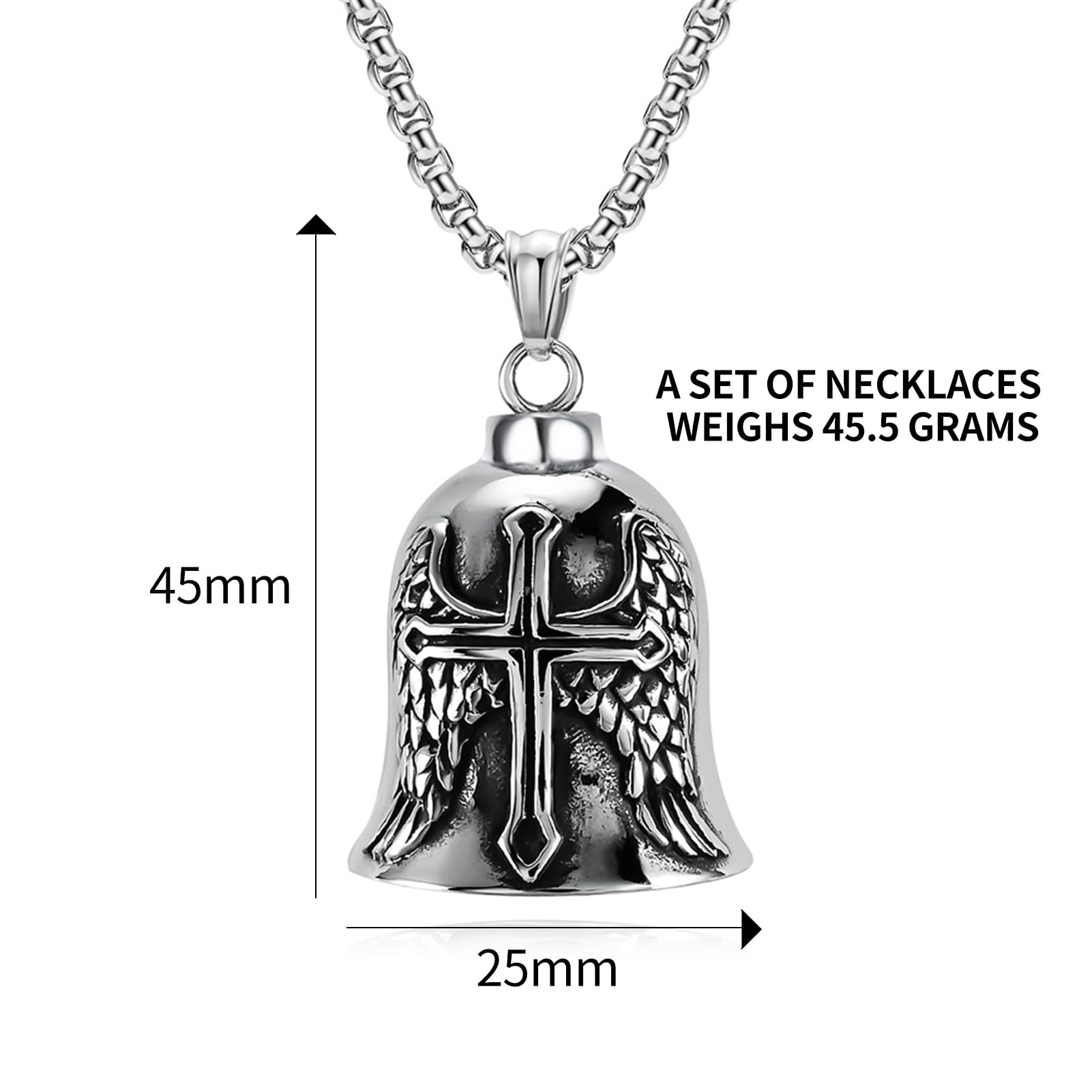 Biker Guardian Bell - brelok ze stali nierdzewnej Lucky Charm - dzwonek ochronny dla motocyklistów i rowerzystów - czerwony olej, motyw anioła
