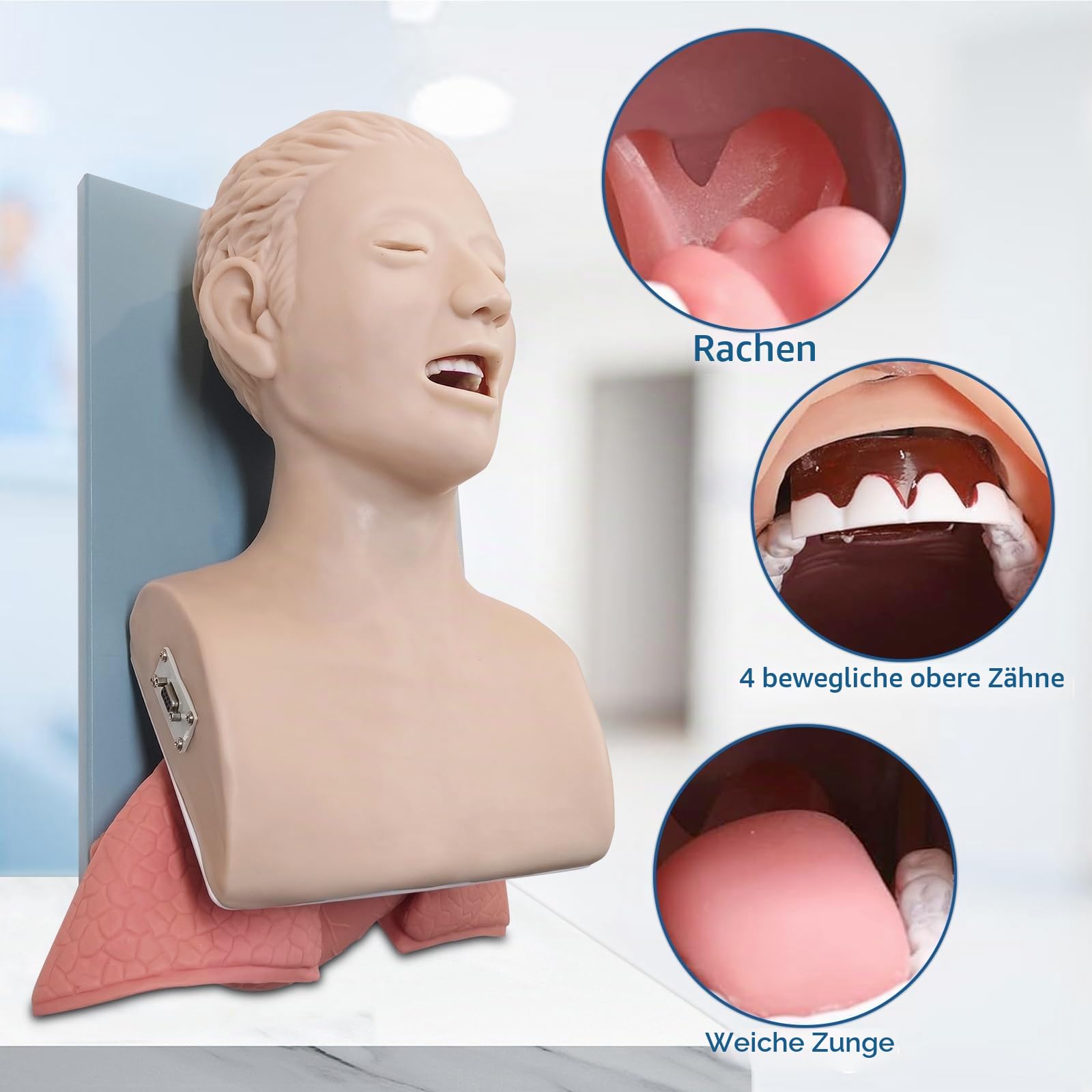 Intubationspuppe Intubation des Atemwegsmanagement Trainers, Erwachsenen Intubation Puppe Training Simulator Airway Management Trainer Lehrmodell, für die Ausbildung im wissenschaftlichen Labor