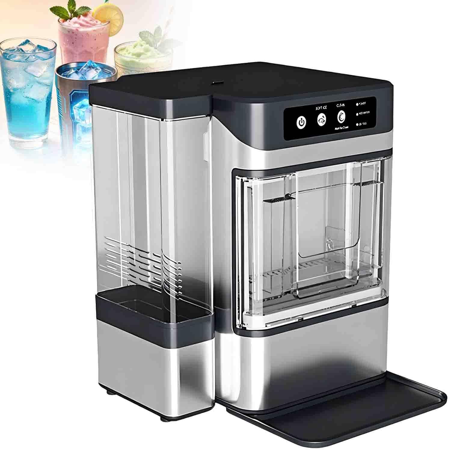 GLBMXDD Fully Automatic Ice Maker, Chewable Pellet Ice Machine 10-15 Mins Fast Ice Making,One-Touch Self-Cleaning,Built-In Water Reservoir for Home,Office & Bar WithWaterTank