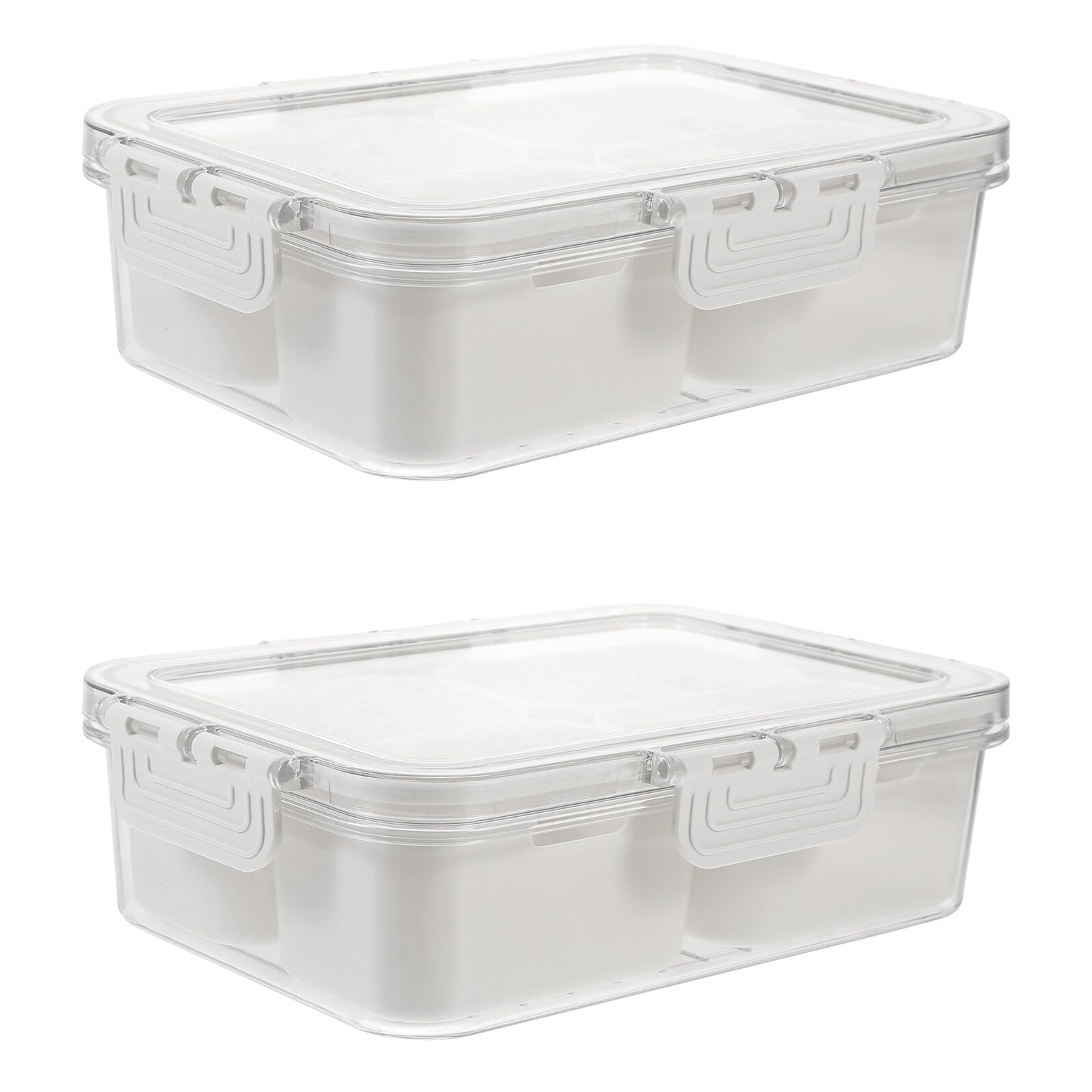 OUNONA 2 Stück Teiliges Durchsichtiges Gewürz Snackbox Fächern Luftdichtem Deckel und Abnehmbaren Trennwänden Tragbarer Organizer für Gewürze Nüsse Früchte und Süßigkeiten
