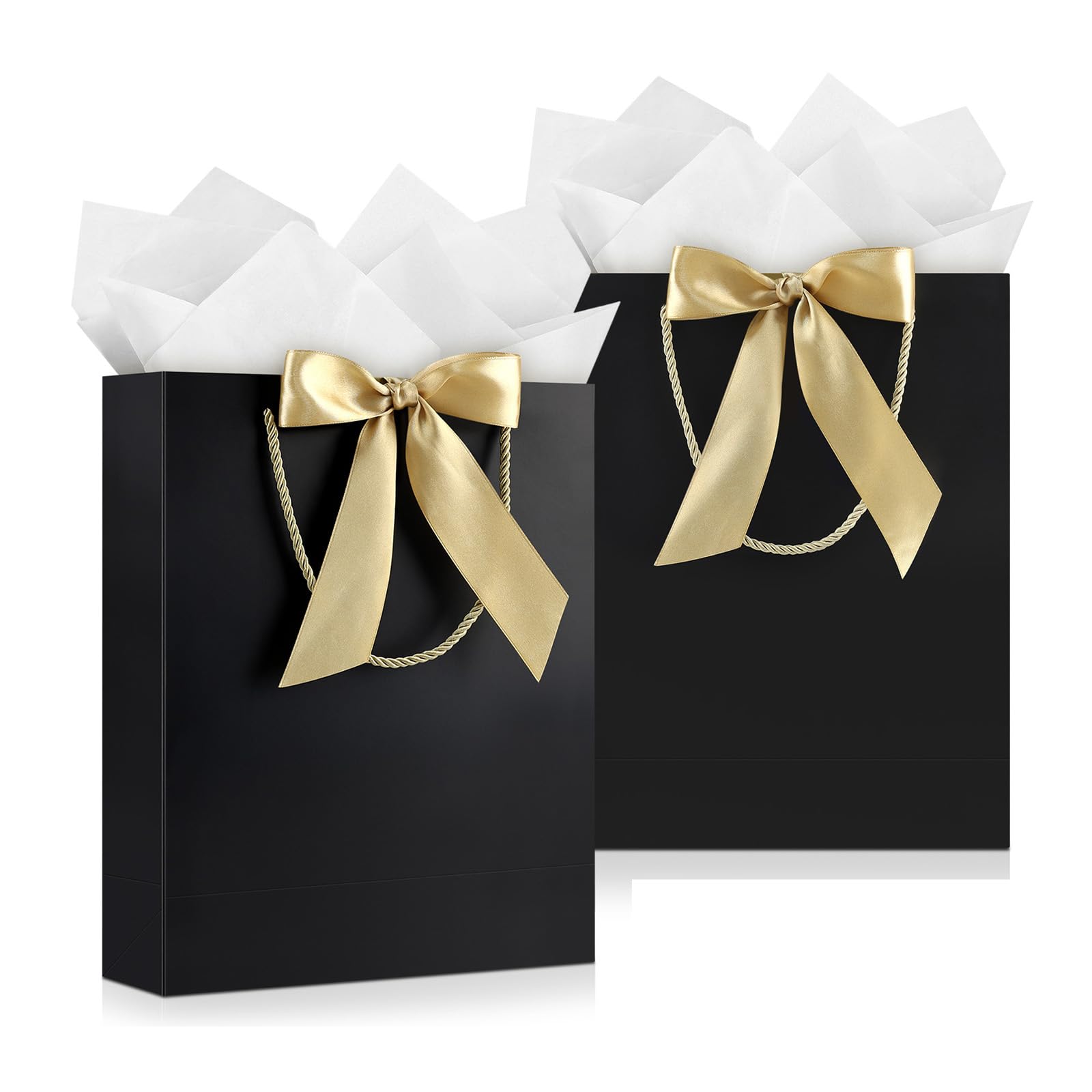 YoungTree Gift Bag, 2PCS Large Gift Bags with Ribbon and 2 Greeting Cards 4 Tissue Papers, Portable Paper Gift Bag with Handles, Birthday Gift Bags,Present Bags for Wedding Party ,Mothers Day9.8"x12.6