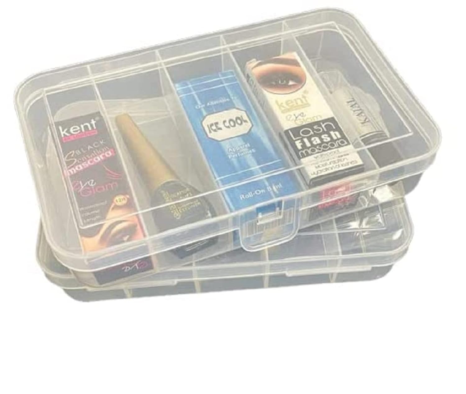 CSM® Jewellery Case Organiser(CLICK-5-2) Multipurpose Plastic Storage Box with dividers 5 Grids, Transparent (Pack of 2 Boxes)-image-43