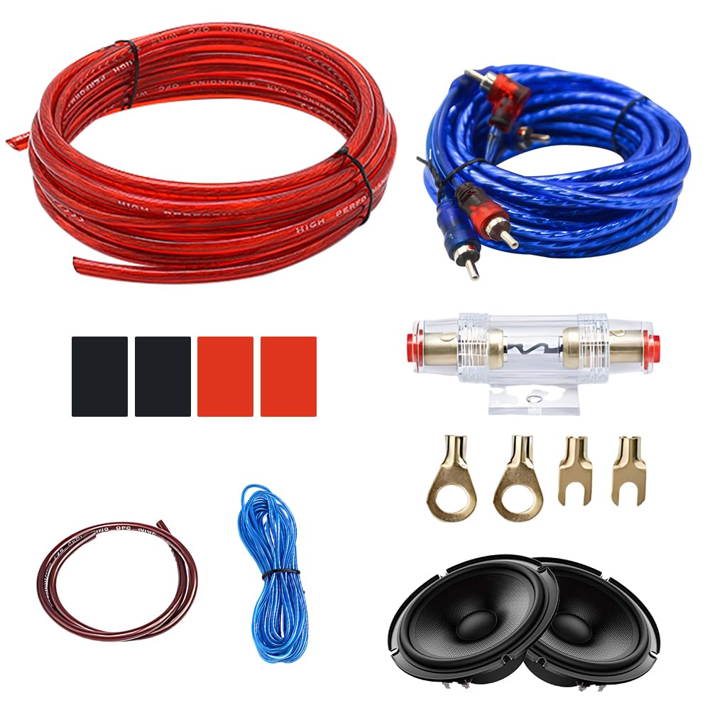 Kit Cavi Amplificatore Auto, HOVCEH 10GA Cavo Subwoofer, 800W Cavi RCA Audio alta Qualità, 4,5 m Kit Cablaggio Amplificatore Auto