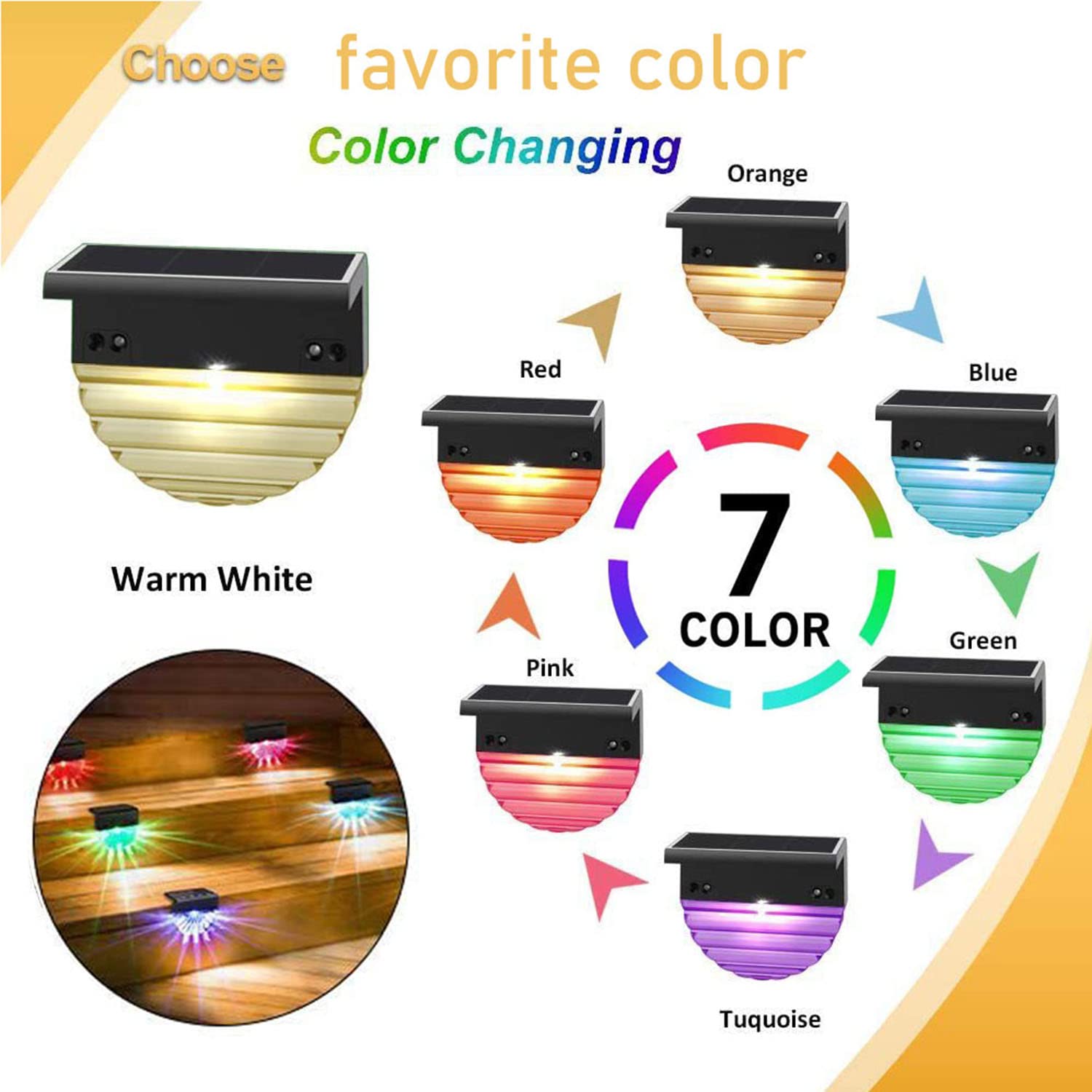 Luce Solare Per Recinzioni 7x7 Cm | 1 Pezzo, Impermeabile, 2 Colori (Caldo/Freddo), Per Giardino E Terrazza