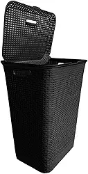 Cesto De Roupa Suja Organizador 72 Litros Lavanderia Alça E Tampa Brinquedo Quarto Multiuso Flexível (Preto)