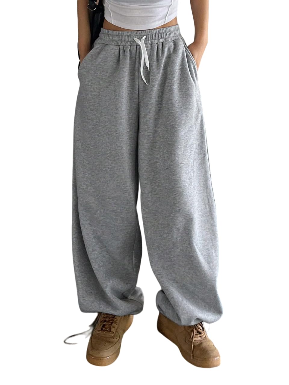 dockstreet Women's/Unisex ONESOPEN Bottom Drawstring Pure Cotton Stretchable Baggy Jogger Pants-picture-12