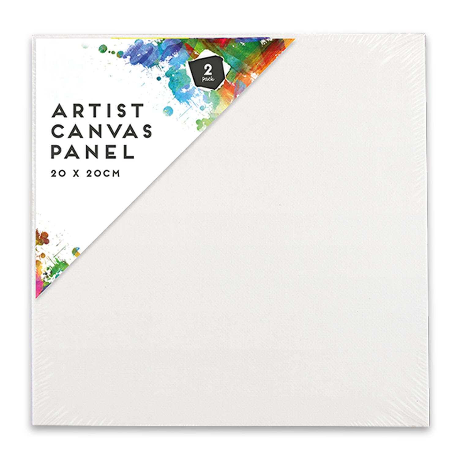 20cm Blank Canvas Panel for Artists Painting with Acrylic, Oil or Water Based Paint, Double Primed, Pack of 2 (20cm Square Canvas Panel)