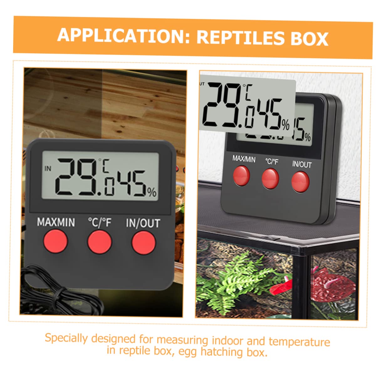 Housoutil 4juegos Digital De Precisión Para Reptiles y Terrarios Higrómetro Electrónico Para Control De Incubadoras y Cajas De Tortugas Baterías