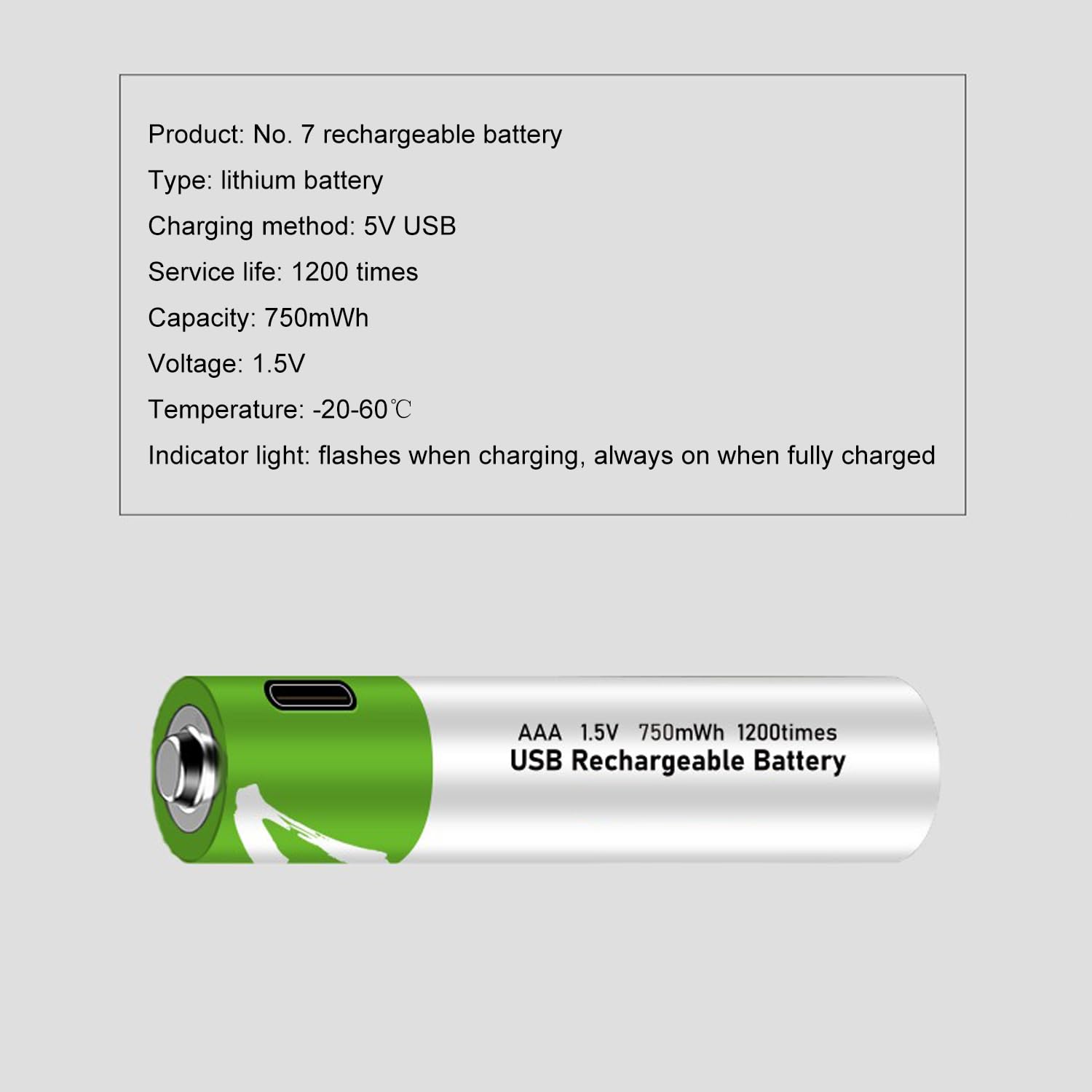 Batería de Iones de Litio USB AA/AAA Batería AA Recargable de 1,5 V 2600 mWh Batería AAA de 1,5 V 750 mWh Carga rápida 1200 ciclos con Cable Tipo C Paquete de 2/Paquete de 4