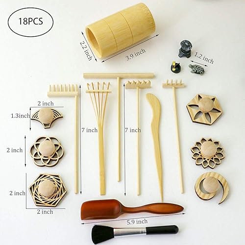 Miniatura 5 de Zen Garden - Herramientas de sello de rastrillo  Accesorios de jardín de arena de roca de meditación  Mini regalos zen de escritorio de oficina para