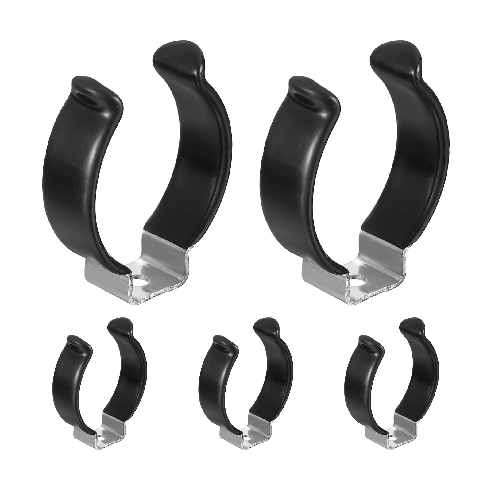 sourcing map 5Pcs T12 U Clips Holder Bracket, Stainless Steel LED Fluorescent Tube Clip, Lamp Support Pipe Clamps for 32mm 1 1/4" Light Bulb Tube Rod Mounting Accessories, 47mm H, Black — image 1