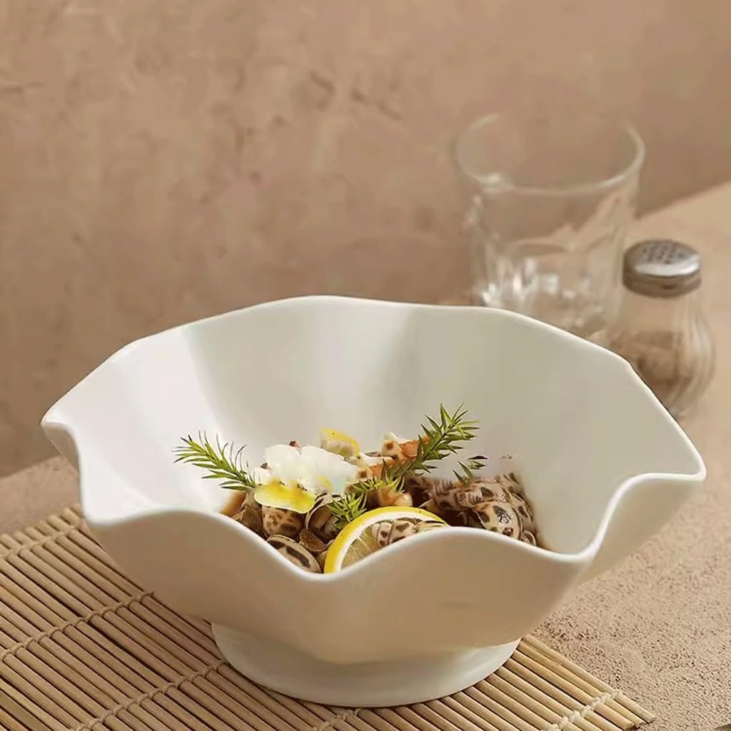 Miska do sałatek, miska na sałatkę z białej porcelany, miska w kształcie kwiatu, nowoczesna modna miska na owoce, miska deserowa, miska do zupy, miska na warzywa, talerz do kuchni