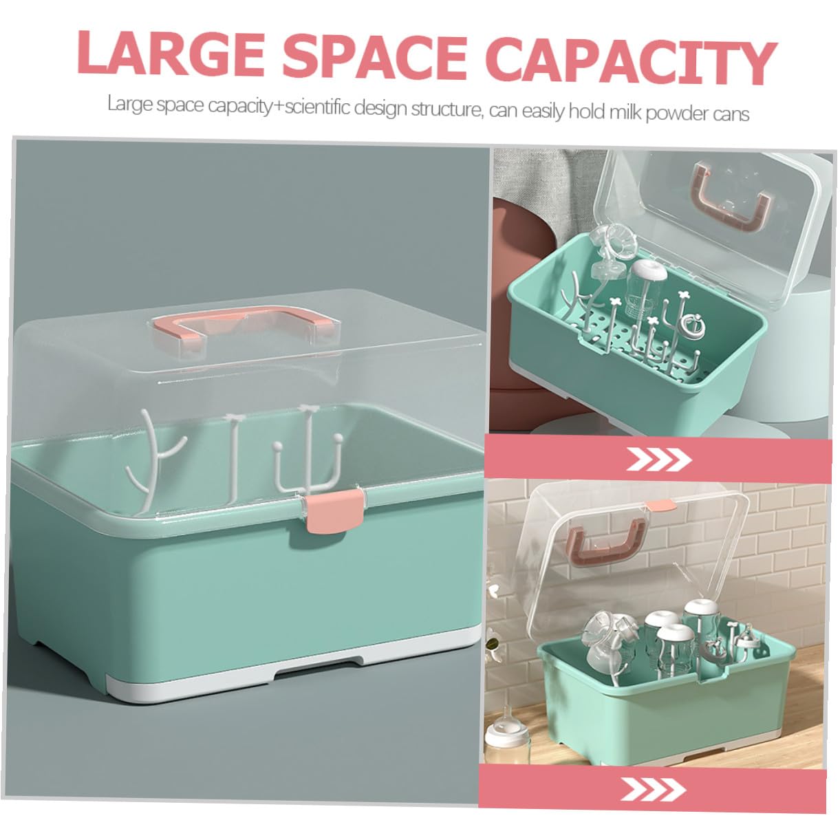 Babyflaschen Trockenbox mit Deckel Organizer für Babyflaschen und Babybesteck Freier Aufbewahrungsbehälter mit Abtropfschale für Küche und Stillzubehör