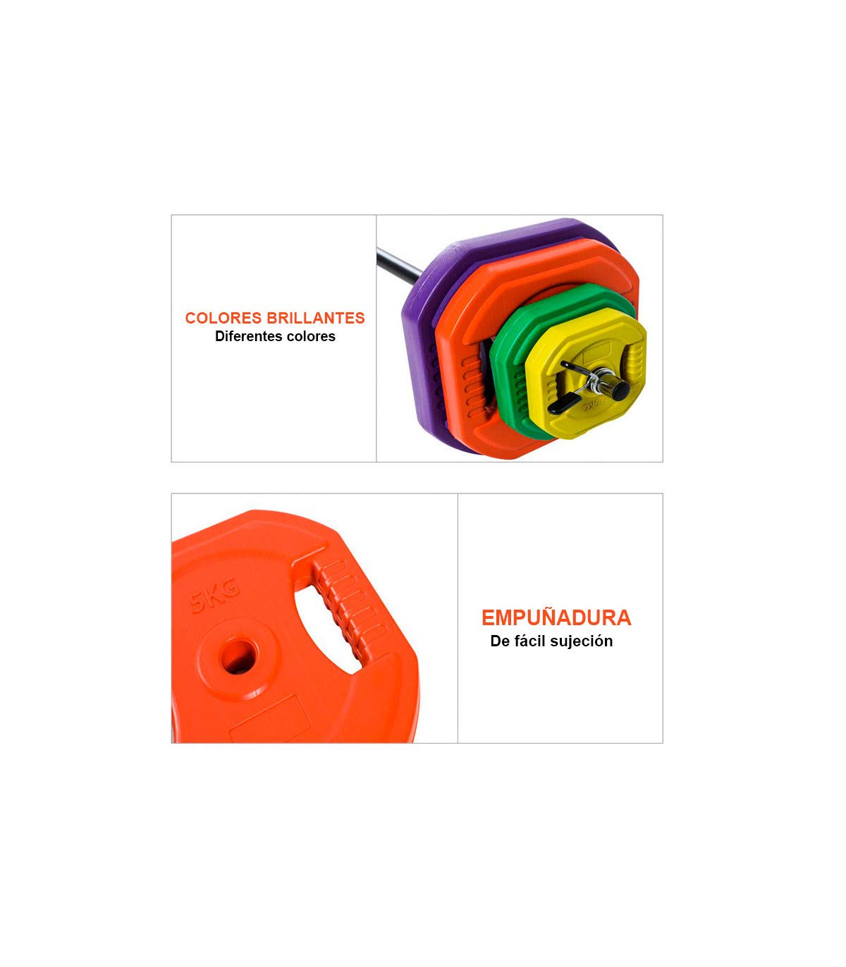 Wonduu Set de Pesas Barra Pump con Barra y Discos de Colores