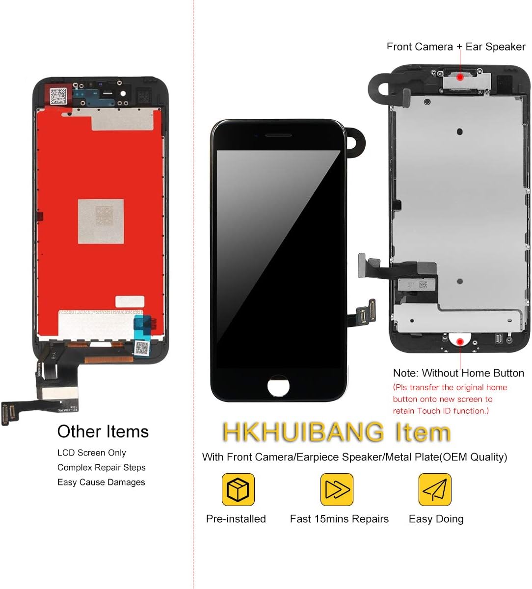 Gеt Dіѕсоunt 70% Prісе Compatible with iPhone 7 Screen Replacement Black 4.7inch,HKHUIBANG LCD Display 3D Touch Screen Digitizer Full Frame Assembly with OEM Front Camera Proximity Sensor Earpiece Speaker Repair Tool Prоduсt Dеаl Compatible with iPhone 7 Screen Replacement Black 4.7inch,HKHUIBANG LCD Display 3D Touch Screen Digitizer Full Frame Assembly with OEM Front Camera Proximity Sensor Earpiece Speaker Repair Tool