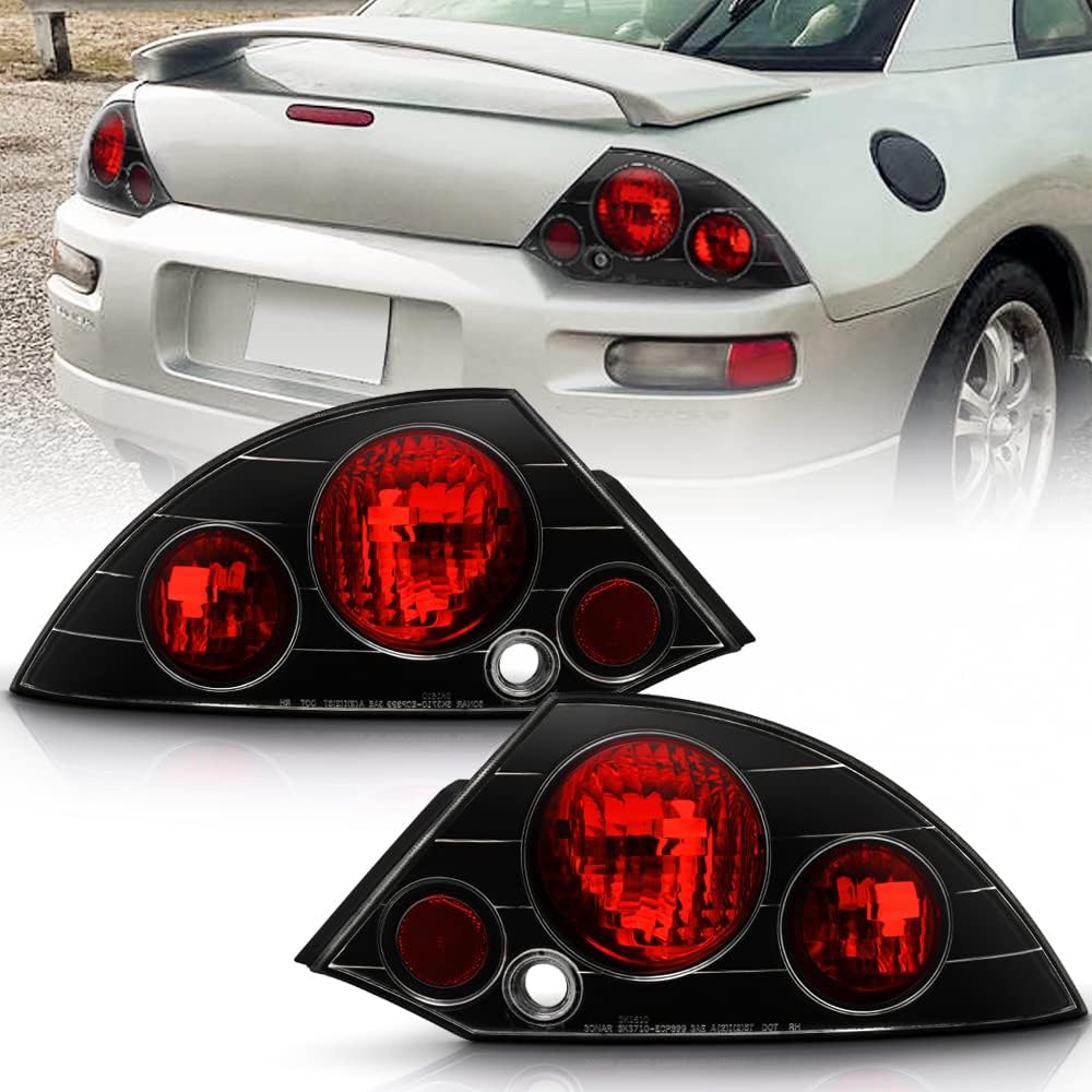 ACANII - For Black 00-02 Mitsubishi Eclipse Tail Lights Lamps Taillights Taillamps Left+Right Aftermarket 2000 2001 2002