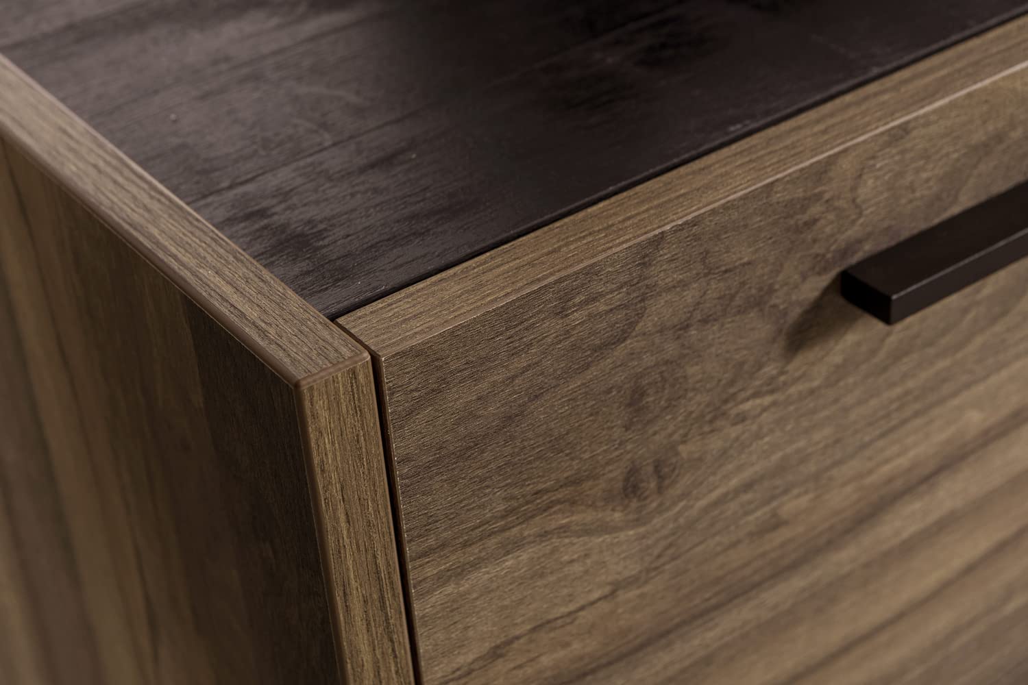 Composad | Cassettiera della Linea DAVINCI BRERA con 2 Ante, 2 Cassetti e Serratura, Mobile Archivio, (LxAxP) 187,4x73x44,2 cm, Noce Brera e Nero Chalet, per Studio, Ufficio, Made in Italy