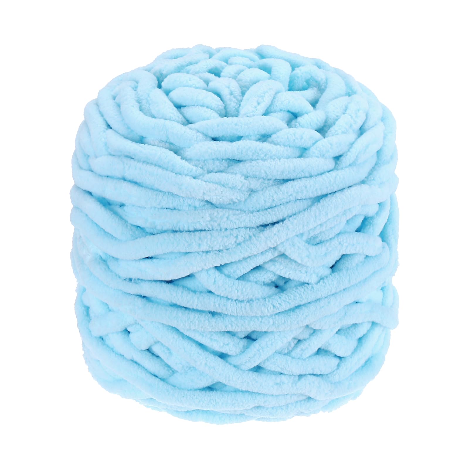sourcing map Chenille Chunky Yarn, 100g/3.5oz Plush Bulky Thick Fluffy Polyester Yarn for Crochet DIY, Soft Velvet Blanket for Sweater Hand Knit Crocheting (Sea Blue, 45 M/49 Yards)
