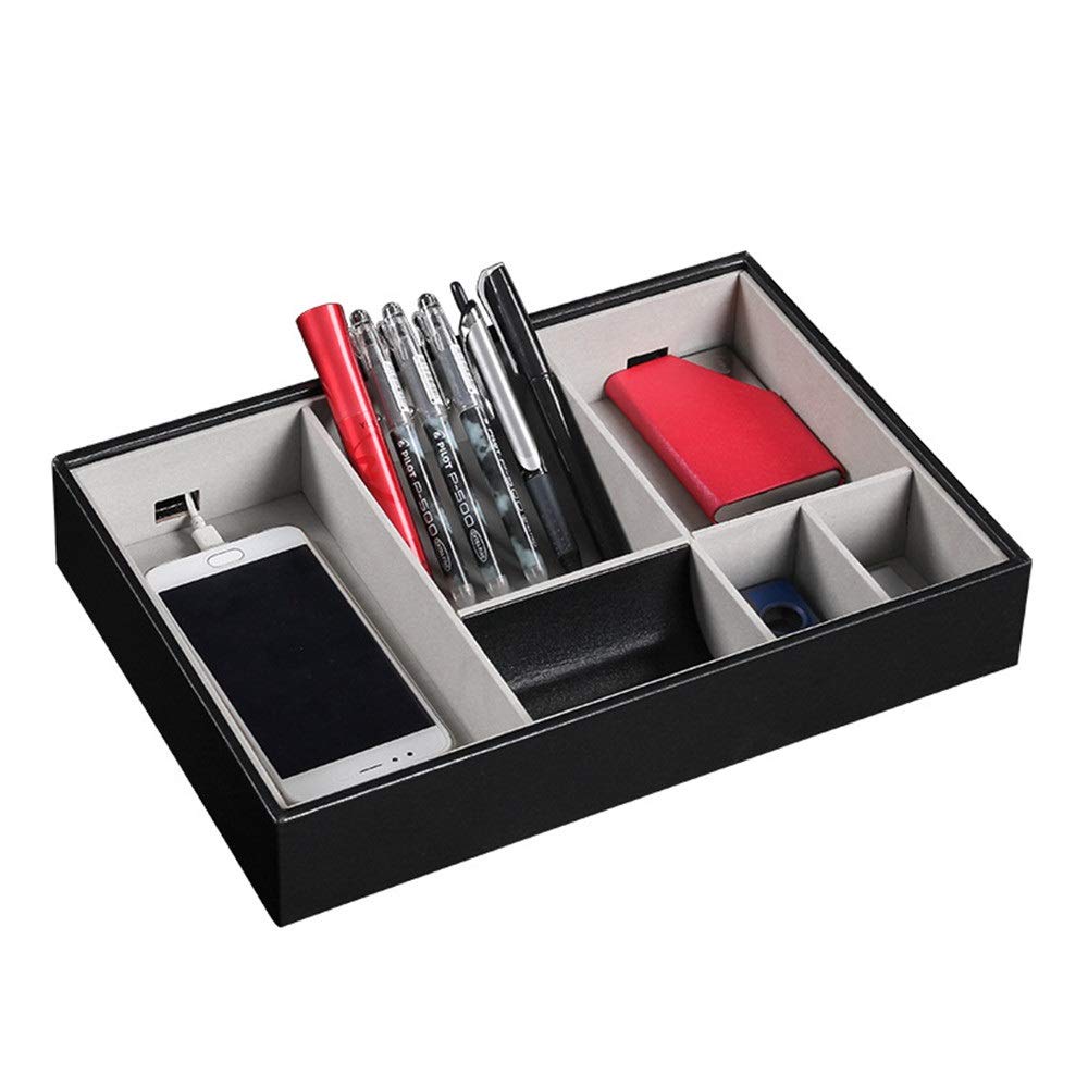 Home Storage Valet Tray Women Men Pu Leather Valet Tray Jewelry Keys Holder Home Table Dresser Nightstand Organizer Box Phone Charging Station Desktop Drawer Organizer Color Black Amazon Ca Home Kitchen