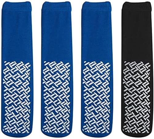 Miniatura 8 de XXXL - Calcetines antideslizantes bariátricos extra anchos (4 pares), para pies hinchados y edema, Azul Real, XXXL