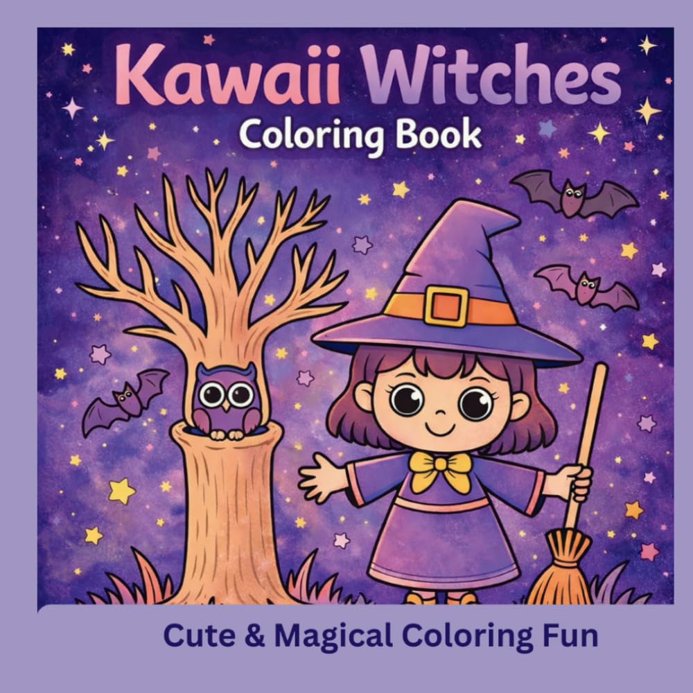 Kawaii Witches Coloring Book: Cute and Magical Witch Coloring Pages for Kids, Teens, and Adults – Adorable Kawaii Witches, Cozy Spooky Scenes, Relaxing Coloring Fun and Creative Stress Relief