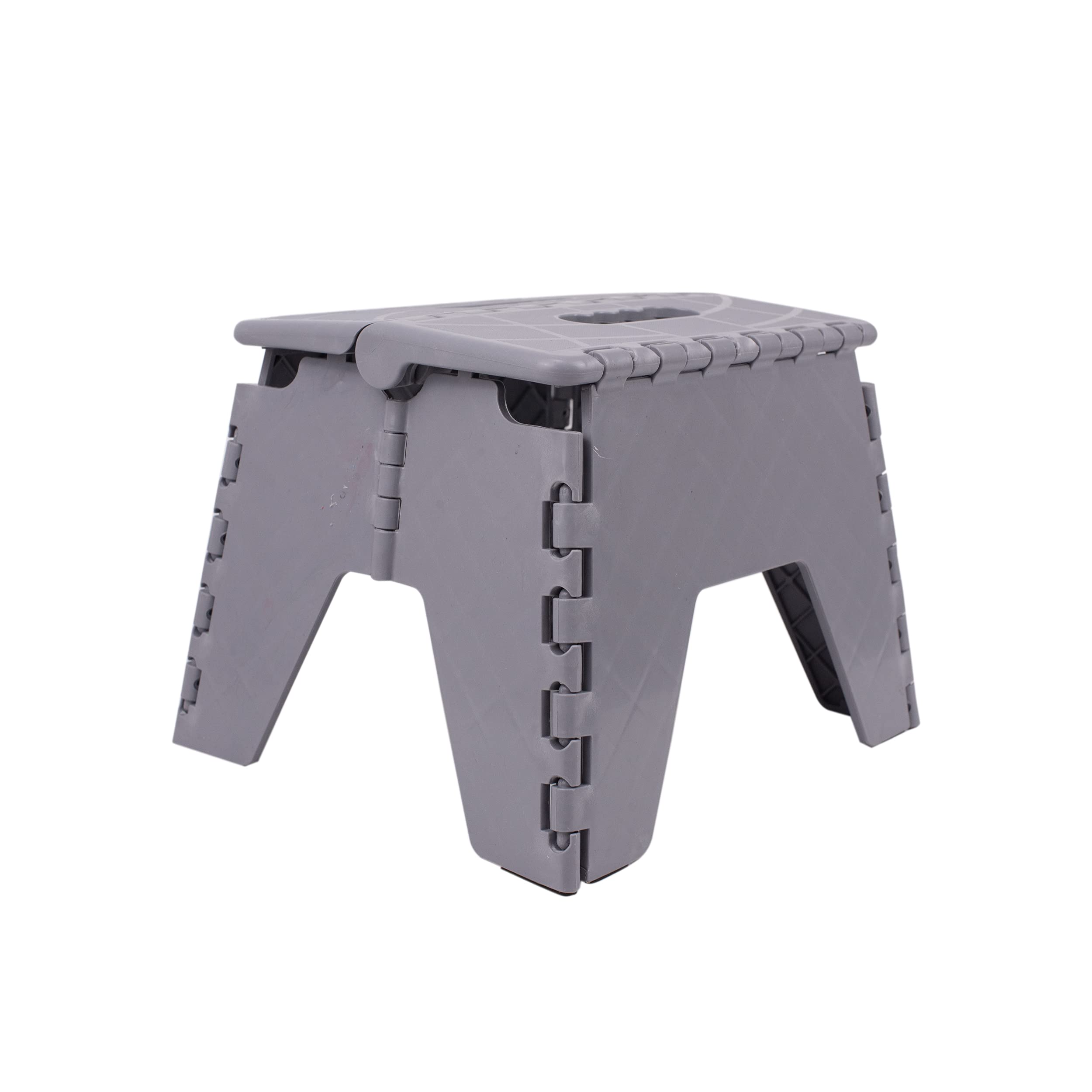 BESCH Folding Stool PVC Multipurpose Compact and Easy to Store 25 x 21 x 21 cm Maximum Support 150 kg (Grey)