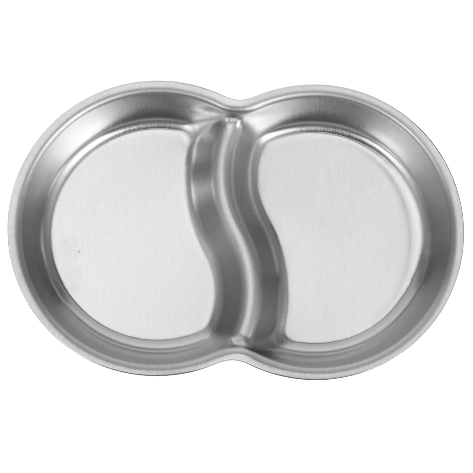 Unomor Stainless Steel Double Compartment Sauce Dish Appetizer Serving Tray Barbecue Condiment Dip Dish for Soy Sauce Vinegar Dipping Sauces