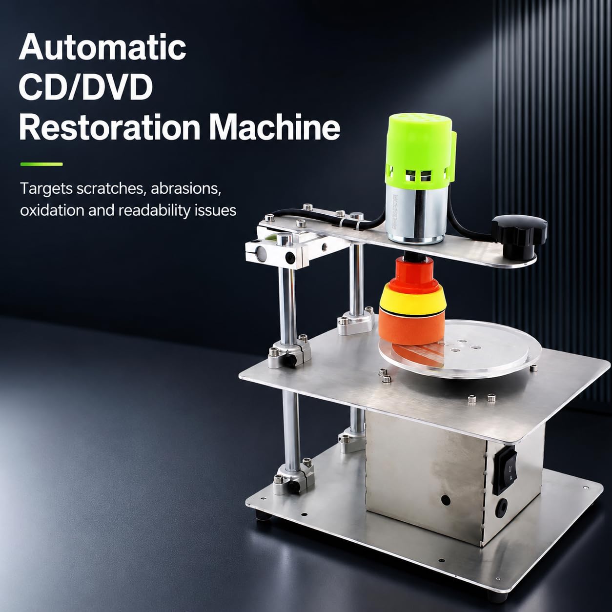 Máquina de reparación de DVD/CD, pulidora automática de discos para arañazos, abrasiones y oxidación, fácil operación para discos ilegibles, diseño compacto