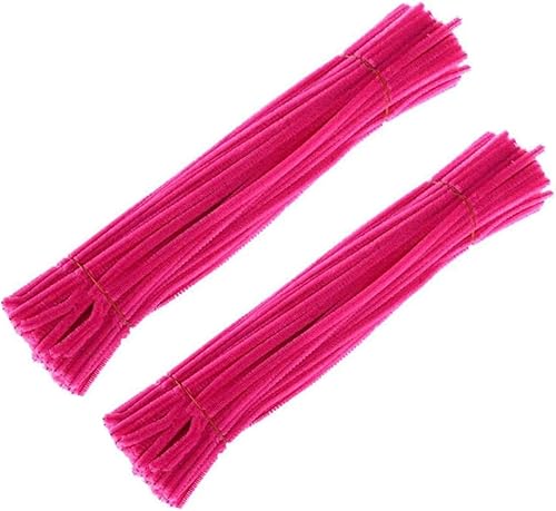 200 limpiadores de tuberías de Navidad de 11.8 pulgadas, tallos de felpilla de oropel para manualidades creativas y proyectos de bricolaje (Fushia)