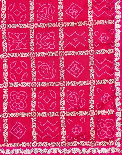 Image of SIRIL Women's Vichitra Silk Foil Bandhani Printed Saree With Unstitched Blouse Piece