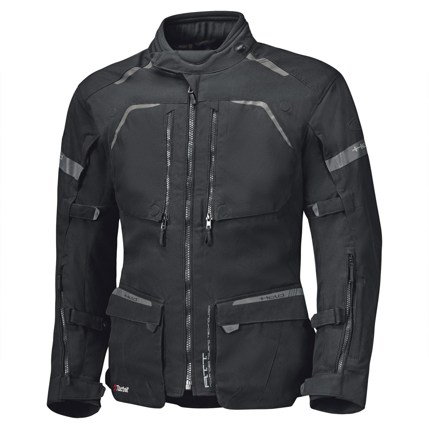 Held Tridale Top – Chaqueta de moto para hombre – Chaqueta de moto para hombre con protectores de D3O – 100% impermeable, cortavientos, transpirable – Certificado CE, EN 17092, Tactel 750D, negro/gris