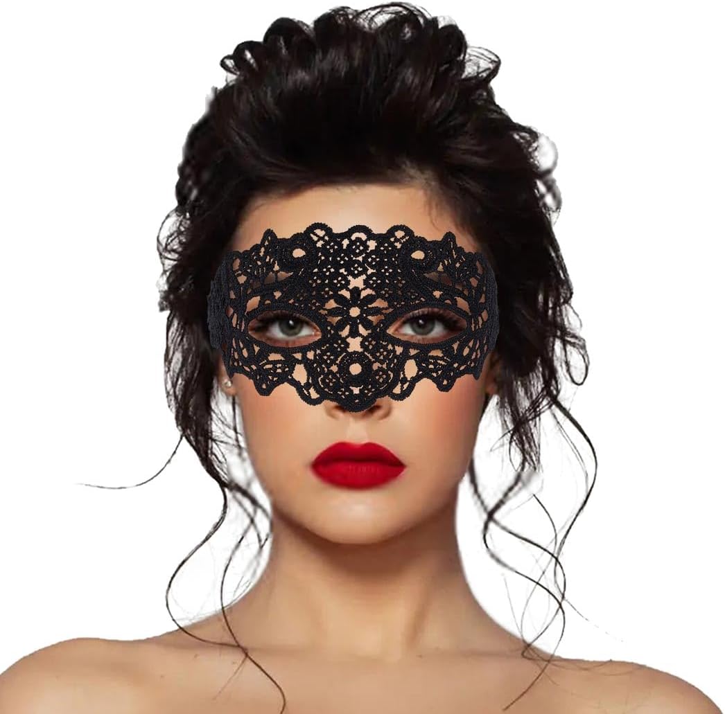 Nicute Lace Masquerade Mask Black Halloween Masks Venetian Party Ball Mask for Women