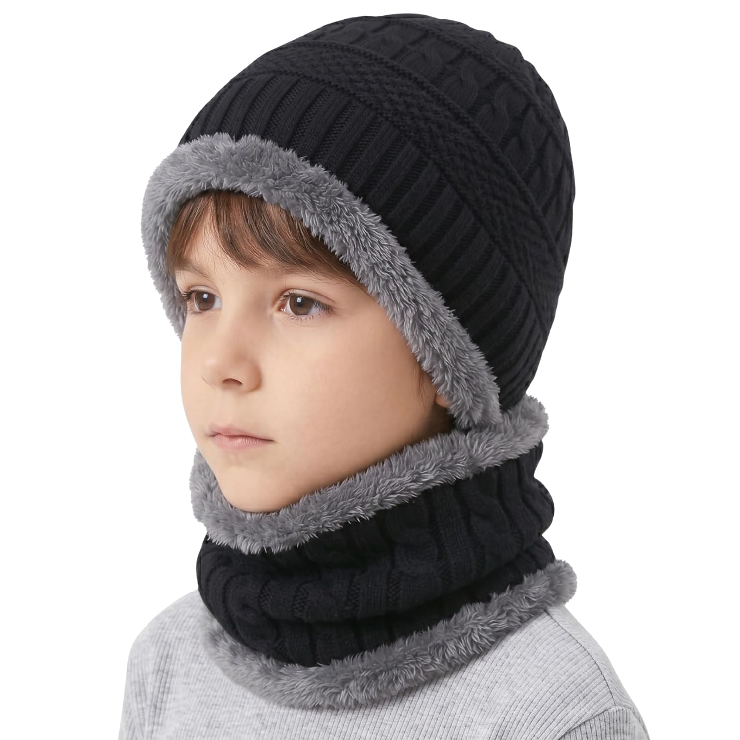 Woolen Winter Cap with Neck Scarf for Boys and Girls/Kids Winter Cap (Age 5-14 Years)-picture-19