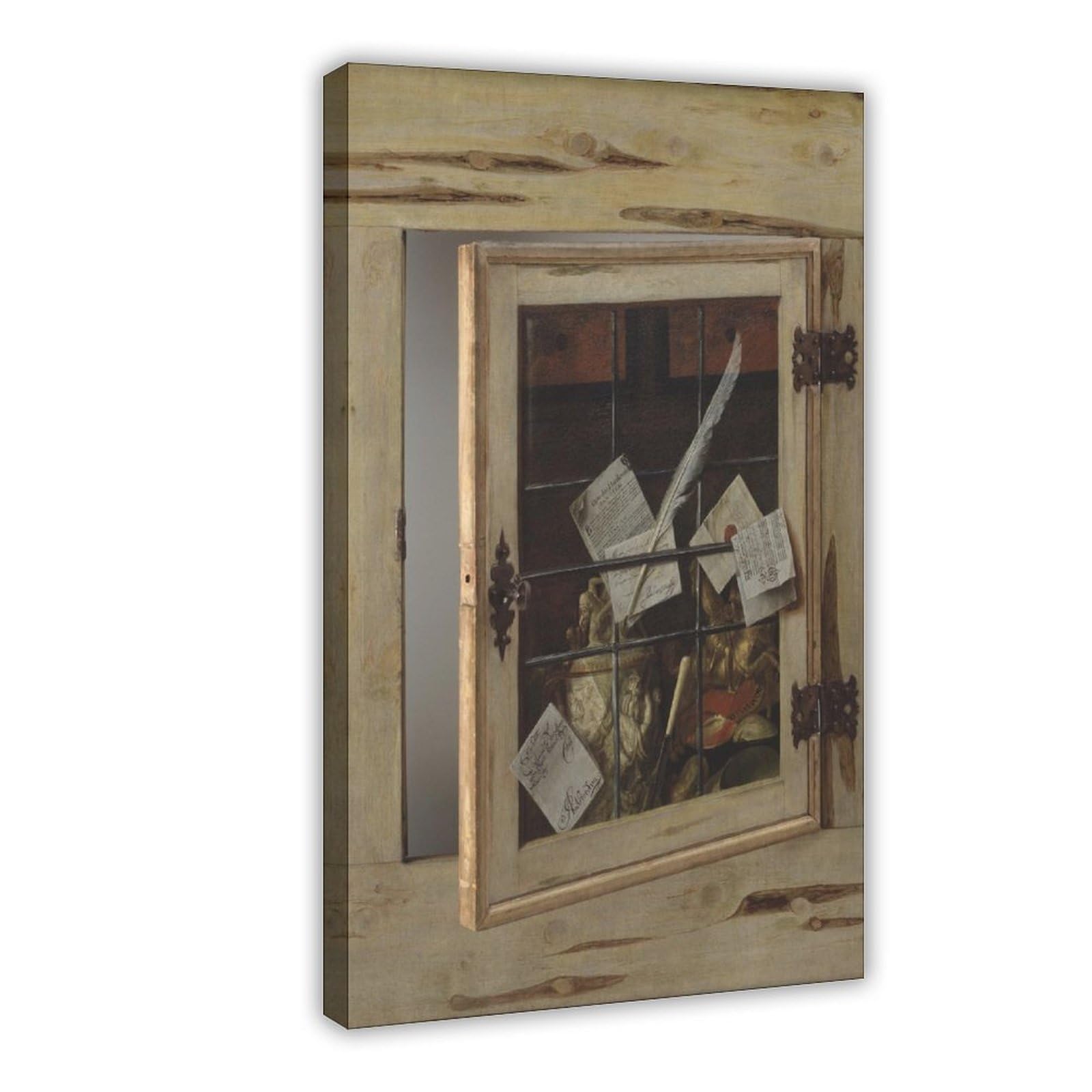 RTEYCE Trompe L’oeil. A Cabinet Of Curiosities With An Ivory Tankard Canvas Poster for Home Decor Gift