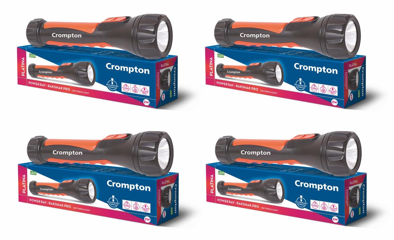 Crompton Rakshak Pro Torch - Rechargeable LED Light (Pack of 2) -5