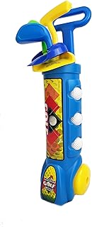 Kids Mini Golf Set with Cart Fun Sports Game for Children, 3 Clubs 3 Balls 2 Flags 2 Holes, Portable Activity Toy Encouraging Exercise, Coordination