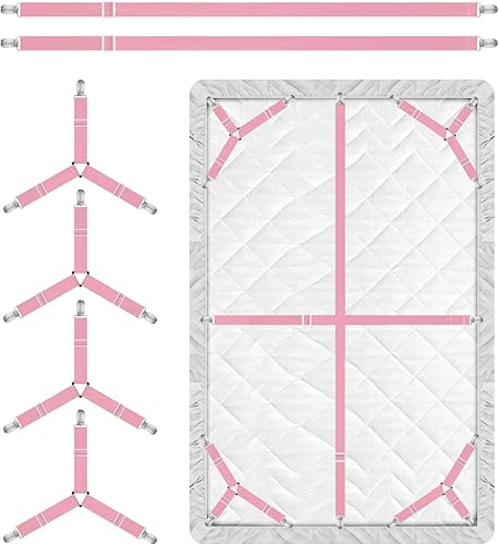 Correas de soporte para sábanas, 4+2 clips ajustables para colchón, sujetadores de sábanas elásticos para mantener la sábana en su lugar para