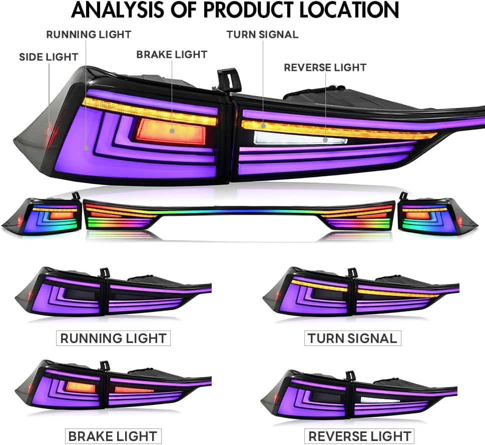 T T-ABC New Taillight Compatible with 2014-2020 Lexus IS300 IS350 IS200T Tail Light Base F Sport IS250 Crafted Line Rear Lights Full LED Sequential Accessories Animation Custom Replacement (T2R)