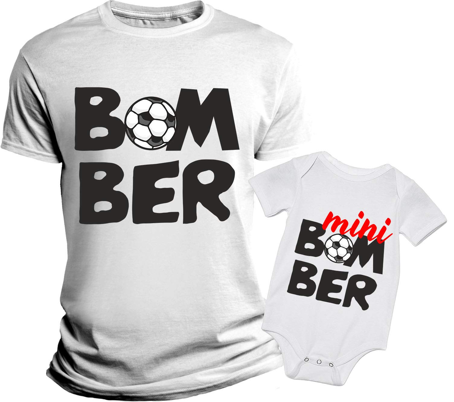 Coppia T-Shirt e Body Neonato per Uso Quotidiano Diurno Festa del papà Divertente Padre Figlio Bomber MiniBomber Maglietta papà