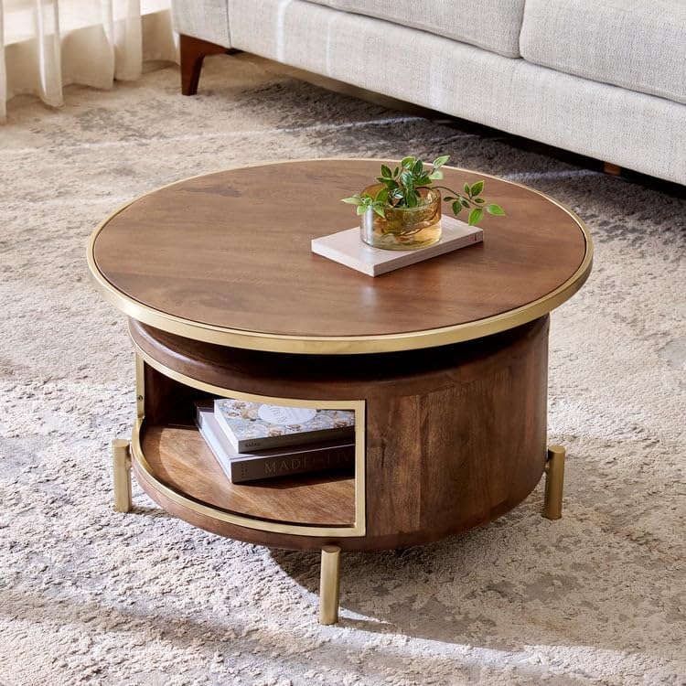 Home Centre | ECLAT Mango Wood Coffee Table | Center Table for Li...