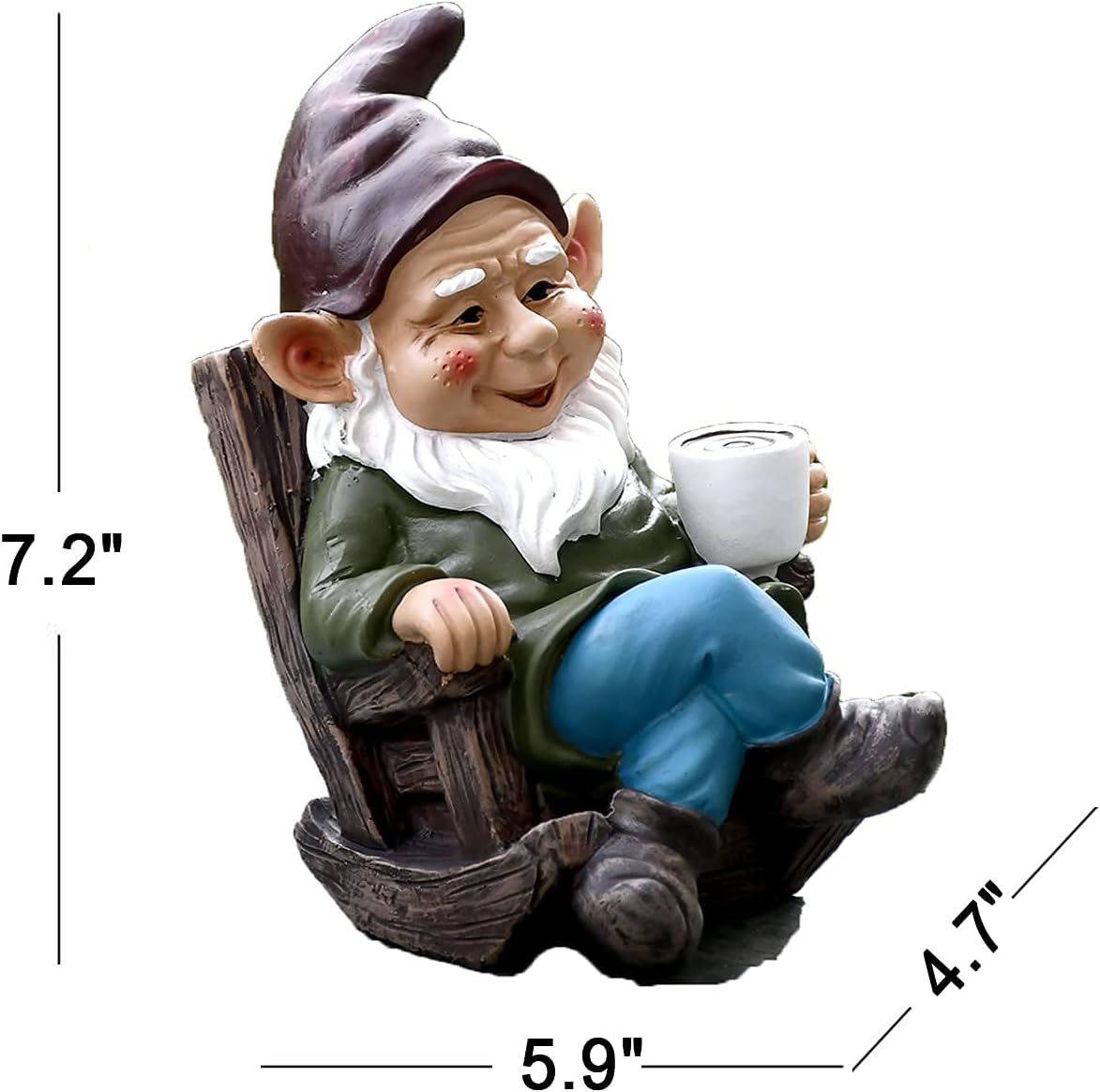 OwMell Gnome Statue for Garden, Drinking Gnome Figurine Ornament for Outdoor Patio Yard Lawn Decor 7" - Coffee - Image 2