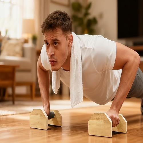 Miniatura 6 de Barras de empuje de paraletas de madera, asas antideslizantes para flexiones, mini bombas de mango, barra de inmersión para estación de inmersión,
