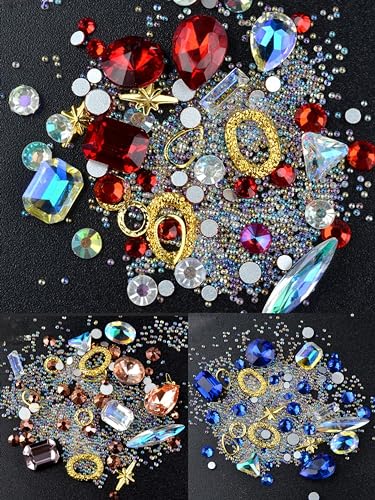 Chunmeng RIV001 Mixed Sparkle Nail Art Rhinestones Diamonds Crystals Beads Artificial Pearls And Gold Silver Nail Studs Metal Female Nail Decoration thumb #1