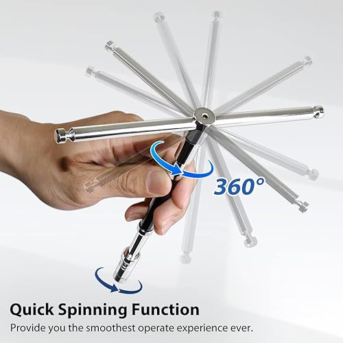 Miniatura 2 de FIRSTINFO H5195B Llave giratoria ajustable de 2 vías con mango en T de 14 pulgadas, llave de velocidad con mango en T para puntas y enchufes