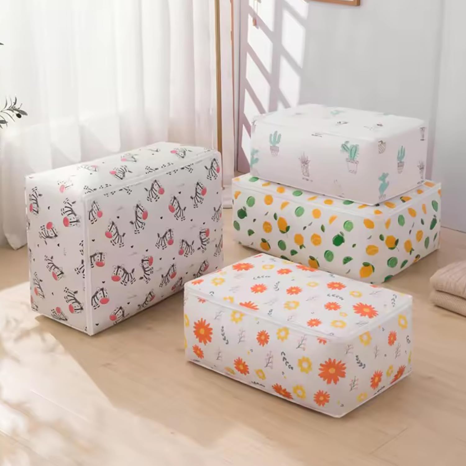 SHREYAGN Foldable Waterproof Storage Organizer Bag – Pack of 1, Printed, Moisture & Dust Proof, Washable for Blankets & Clothes-image-25