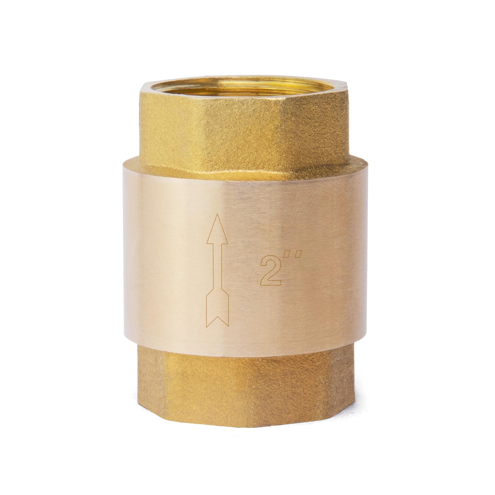 ChillWaves Brass In-Line Spring Check Valve DN50 2" Female Thread, One-Way Non-return Vertical Check Valve，Prevent Water Back-flow(1-PACK)