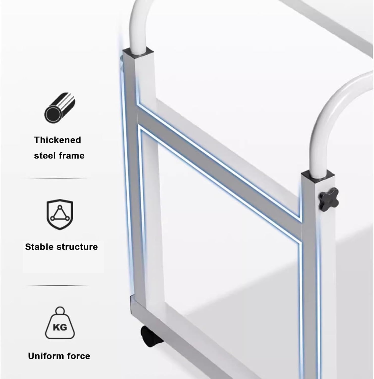 Mesa de cama con ruedas, carrito ajustable para laptop, 115-210 cm, estación de trabajo para computadora para relajación diaria y trabajo, fácil de mover y usar