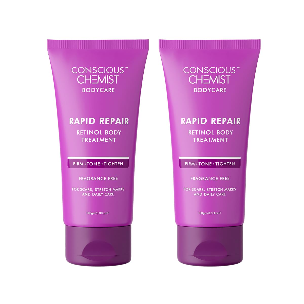 Retinol Body Cream|Reduces Stretch Marks,Uneven Skin Tone & Scars|For Post Pregnancy Irregular Lines/Streaks|All Skin Types,Fragrance Free & Cruelty Free|100 G(Pack Of 2)